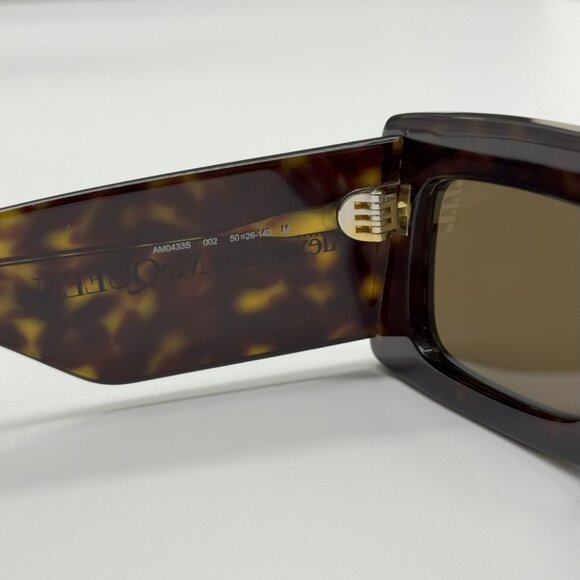 NEW ALEXANDER MCQUEEN AM0433S 002 SUNGLASSES WOMEN HAVANA SQUARE EYEWEAR - Picture 8 of 10